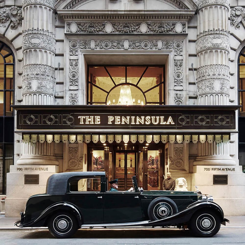 The Peninsula entrance and car