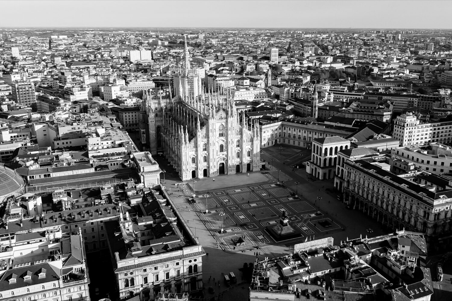 Aerial,View,Of,Piazza,Duomo,In,Front,Of,The,Gothic